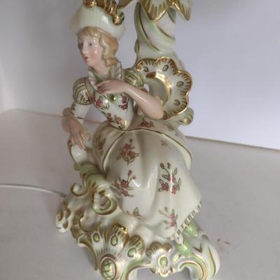 Antique Neu-Tettau Victorian Lady Porcelain Table Lamp