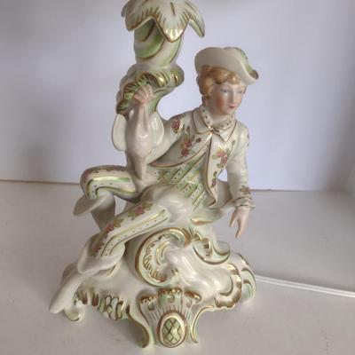 Antique Neu-Tettau Victorian Gentleman Porcelain Table Lamp