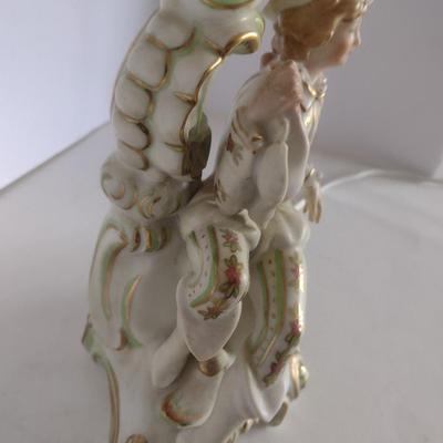 Antique Neu-Tettau Victorian Gentleman Porcelain Table Lamp