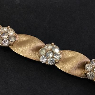Vintage Tafari bracelet, gold tone with rhinestones