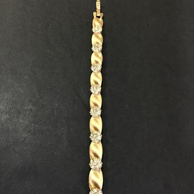 Vintage Tafari bracelet, gold tone with rhinestones