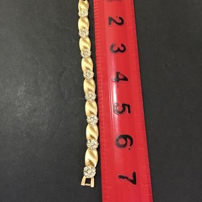 Vintage Tafari bracelet, gold tone with rhinestones