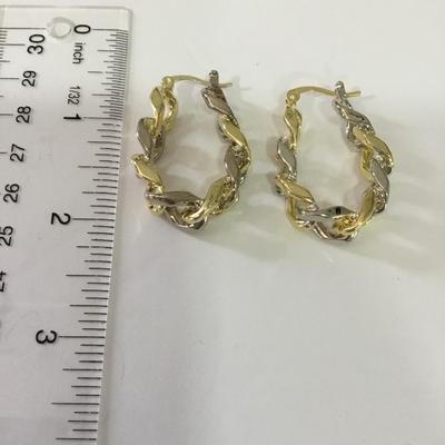Beautiful, silver and gold toned, chain-link hoop earrings