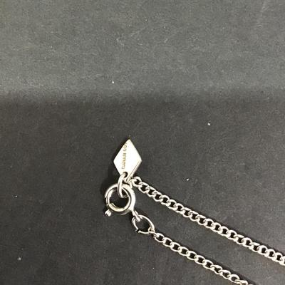 Silver tone, Sarah Coventry chain with flower rhinestone pendant