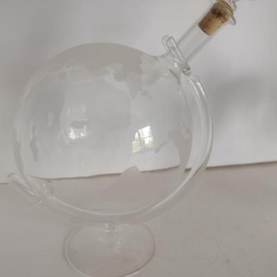 Pair of Etched Glass Globe Wine Decanters