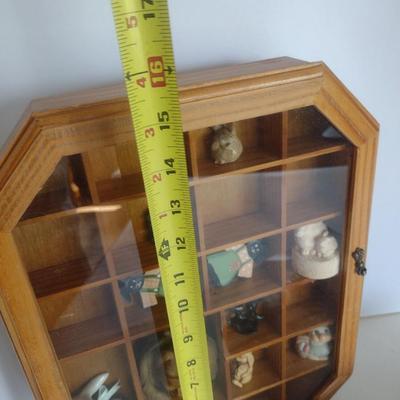 Wood Shadow Box with Rabbit Themed Collectibles