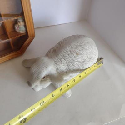 Wood Shadow Box with Rabbit Themed Collectibles