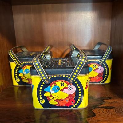 Vintage 1980s Pac-Man Metal Lunchboxes (3)