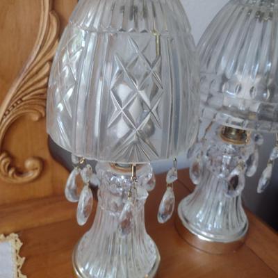 Pair of Matching Clear Glass Shade Accent Lamps