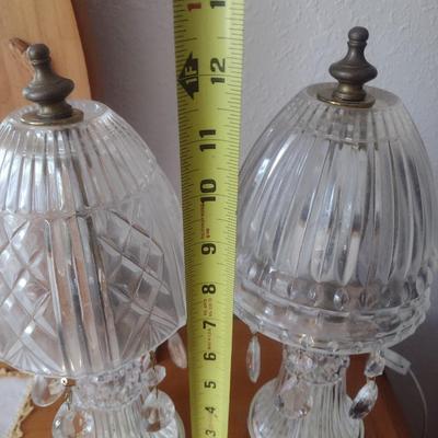 Pair of Matching Clear Glass Shade Accent Lamps