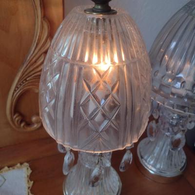 Pair of Matching Clear Glass Shade Accent Lamps