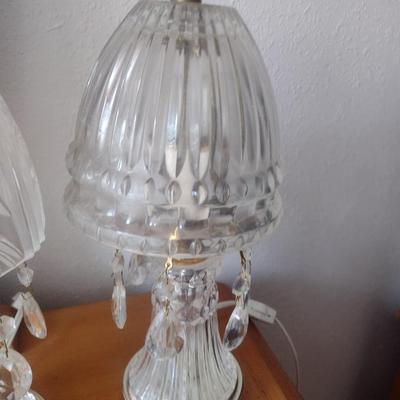 Pair of Matching Clear Glass Shade Accent Lamps