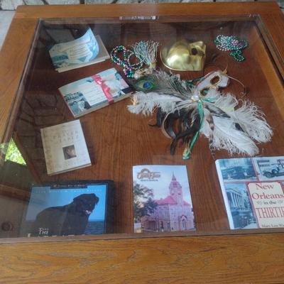 Collection of New Orleans and Mardi Gras Items (Cabinet Not Included)