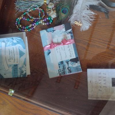 Collection of New Orleans and Mardi Gras Items (Cabinet Not Included)
