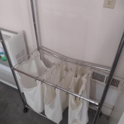 Pair of Laundry Accessory Items Clothes Cart and Cleaning Caddy