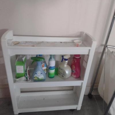 Pair of Laundry Accessory Items Clothes Cart and Cleaning Caddy