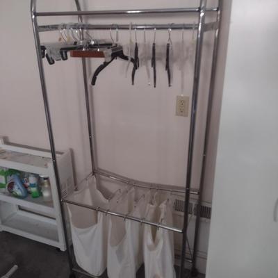 Pair of Laundry Accessory Items Clothes Cart and Cleaning Caddy