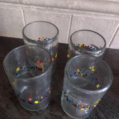 Set of 10 Tutti Frutti Hand Blown Drinking Glasses 5.5"