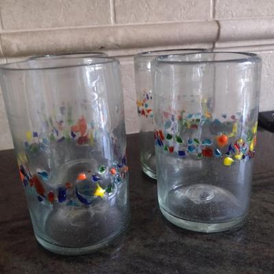 Set of 10 Tutti Frutti Hand Blown Drinking Glasses 5.5"