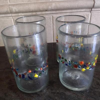 Set of 10 Tutti Frutti Hand Blown Drinking Glasses 5.5"