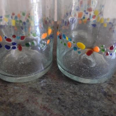 Set of 10 Tutti Frutti Hand Blown Drinking Glasses 4"