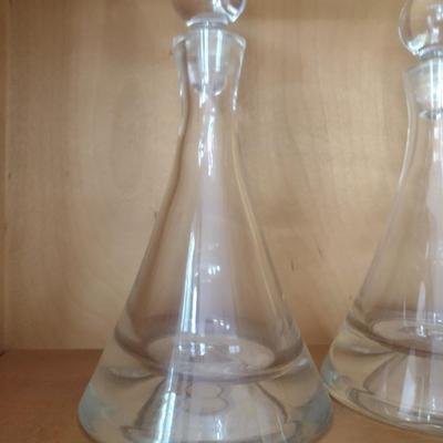 Pair of Large Matching Crystal Decanters
