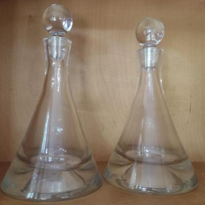 Pair of Large Matching Crystal Decanters