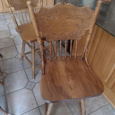 Pair of Matching Oak Stools