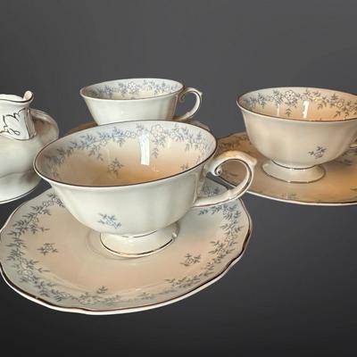 Franconia Delphine Tea & Coffee Set – Cups, Saucers, Sugar, and Creamer
