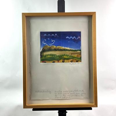 Sale Photo Thumbnail #1422: Measures: 14" wide x 18" high- framed 
Monotype pulled from plate and then over painted on the original first print