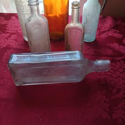 ANTIQUE BOTTLES MOST WITH RAISED LETTERING
