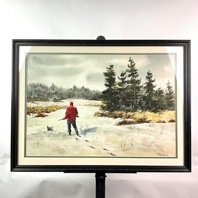 Sale Photo Thumbnail #1454: Measures: 20.75" high x 28.25" wide- framed double matted 
signed lower right corner