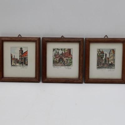 Group of Three Small Framed Artwork