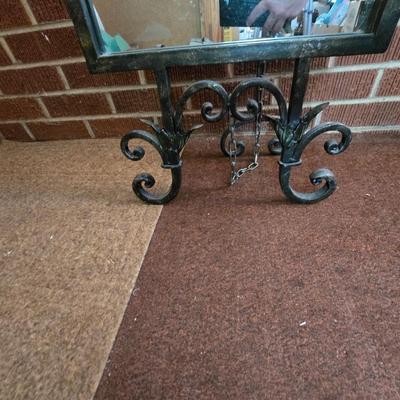 Vintage Full-Length Floor Mirror with Ornate Wrought Iron Frame