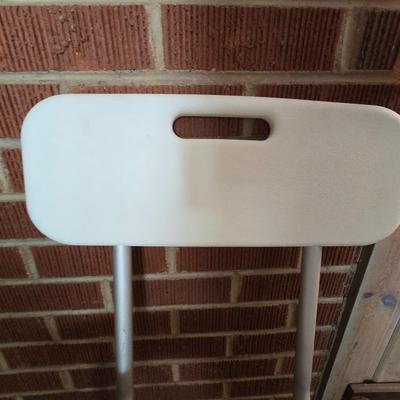 Adjustable Shower Chair with Backrest + Blue Non-Slip Bath Mat