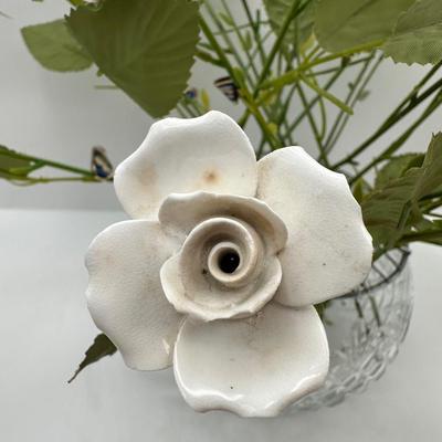Aynsley Porcelain Roses in Royal Brierley Crystal Bowl