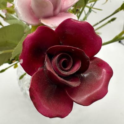 Aynsley Porcelain Roses in Royal Brierley Crystal Bowl
