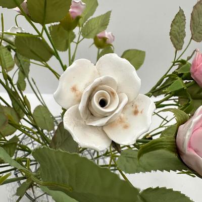 Aynsley Porcelain Roses in Royal Brierley Crystal Bowl