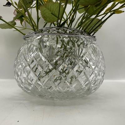 Aynsley Porcelain Roses in Royal Brierley Crystal Bowl