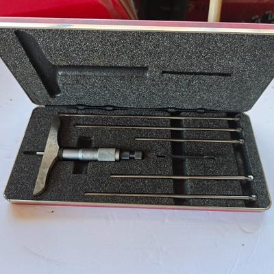 Starrett Micrometer Depth Gage Set with Case & Paperwork