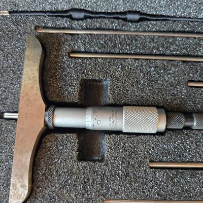 Starrett Micrometer Depth Gage Set with Case & Paperwork