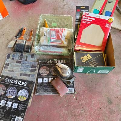 DIY Home Improvement Lot – Paint, Sandpaper, sticky Tiles & Tools