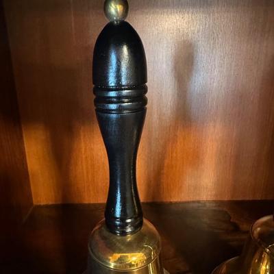 Pair of Brass Hand Bells with Wooden Handles