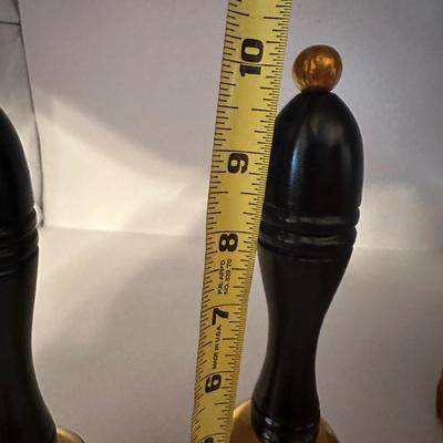 Pair of Brass Hand Bells with Wooden Handles
