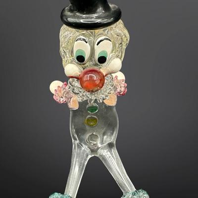 Art Glass Clown Figurine with Top Hat