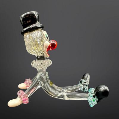 Art Glass Clown Figurine with Top Hat