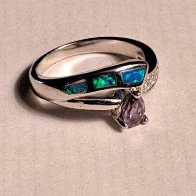 Opal and amethyst Ring