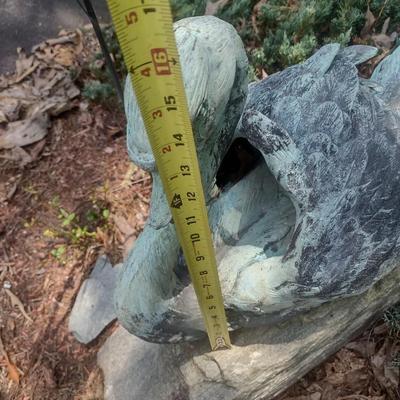 Cast Metal Swan Garden Decor with Beautiful Patina