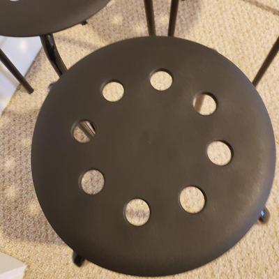 Four IKEA Black Plastic/Metal Stools (D-KD)