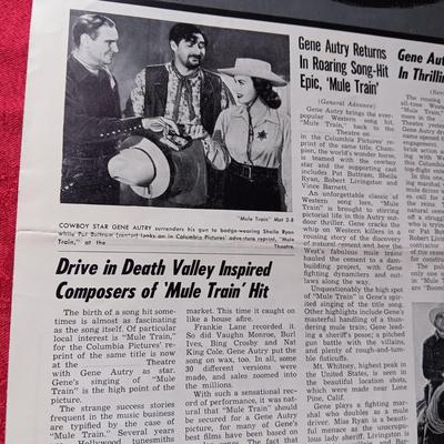 2 GENE AUTRY MULE TRAIN PUBLICATIONS AND 14 X 11 PROMO PHOTOS